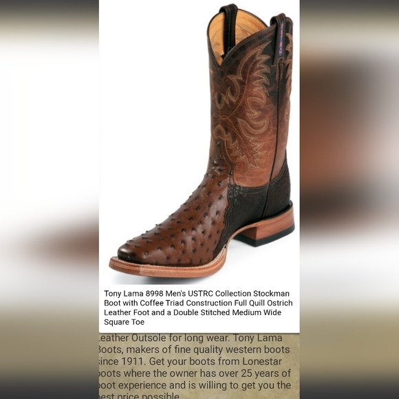 SOLD!!! Tony Lama Ostrich Boots - 10B - Picture 11 of 12